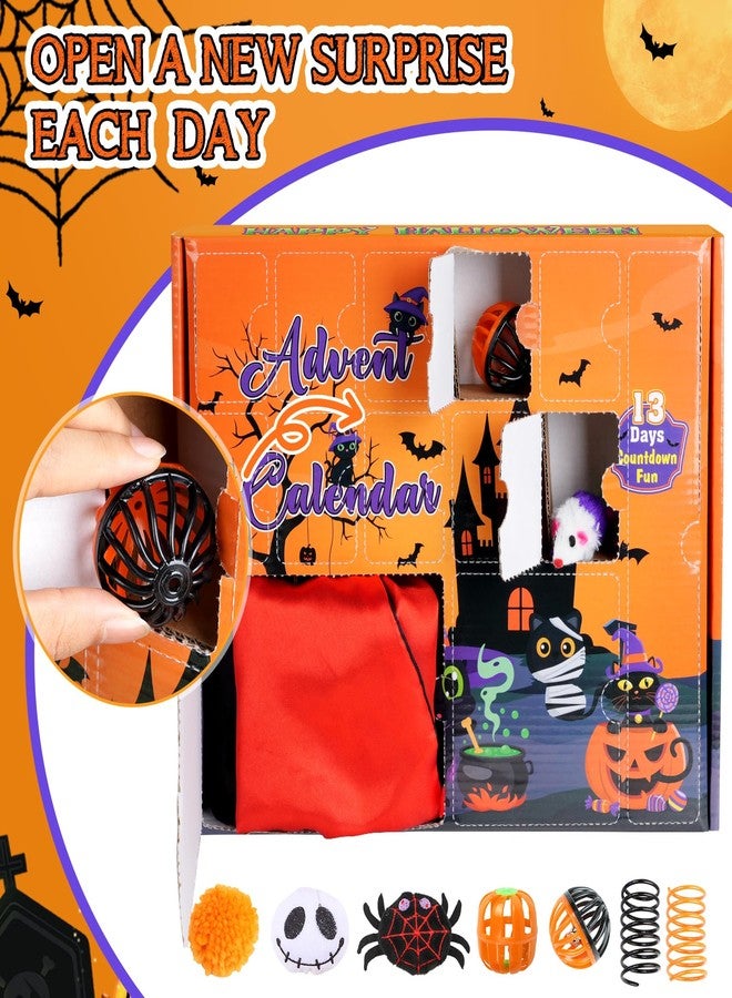 Hallswl Cat Hallowen Advent Calendar 2025,13 Days Cats Toys Countdown Calendar with Bat Feather Wand,Plush Spider,Bell Ball Hallowen Cat Toys for Variety Pack Interactive Play Kitten Gifts(Orange) - Image 3
